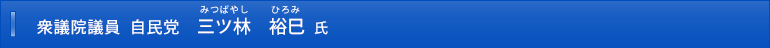 衆議院議員　自民党　三ツ林　裕巳氏